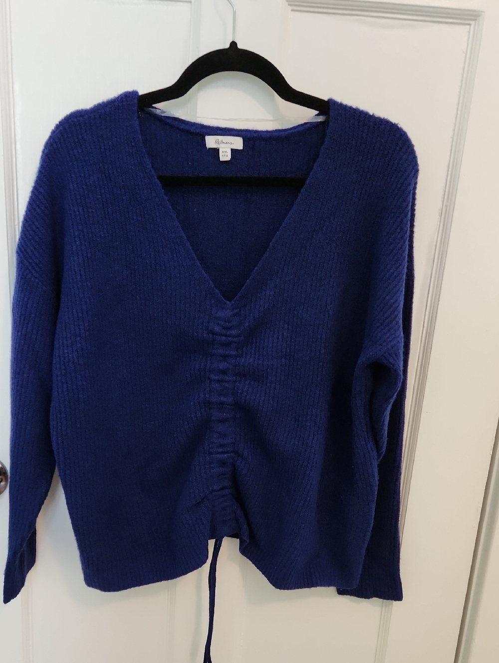 Reitmans Royal Blue V-Neck Drawstring Sweater